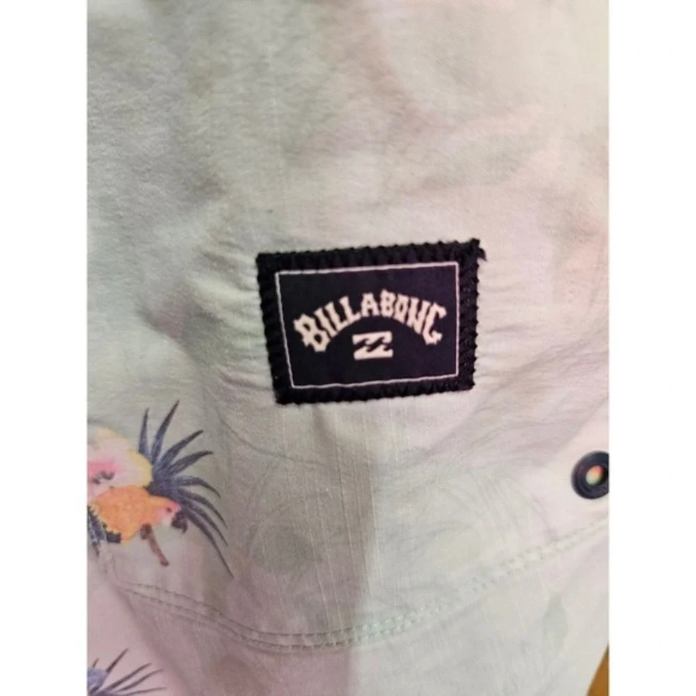 Billabong Mens Swim Trunks‎ Parrot Floral Print Drawstring Closure Blue